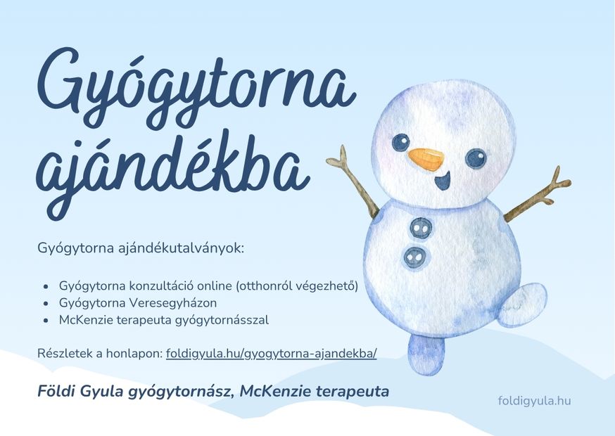 Gyógytorna ajándékba, ajándékutalvány gyógytorna, McKenzie torna, online gyógytorna, 2025